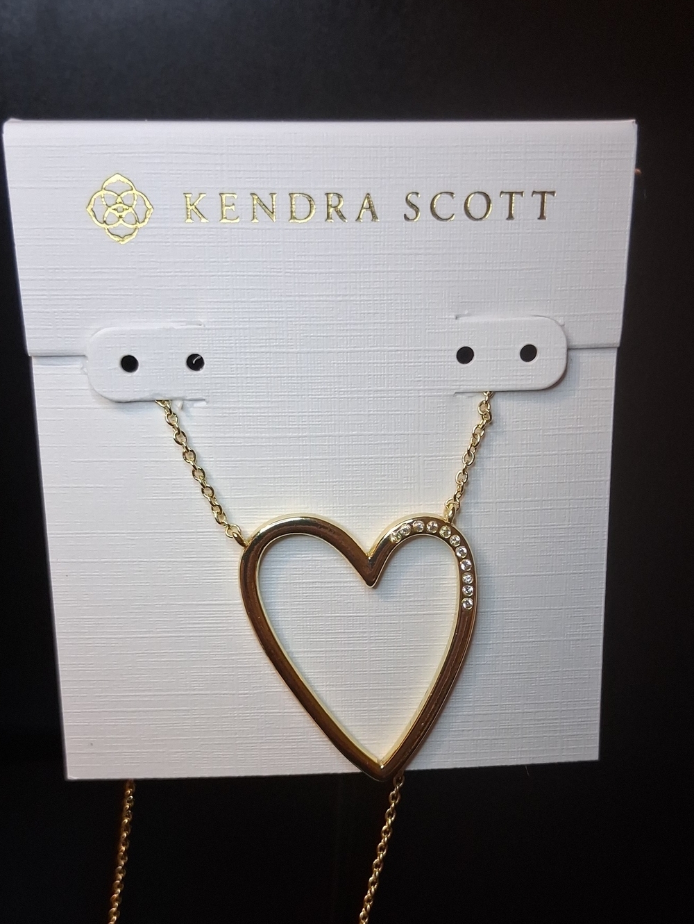 Kendra Scott Ansley Collection Open Heart Pendat Necklace In Gold New